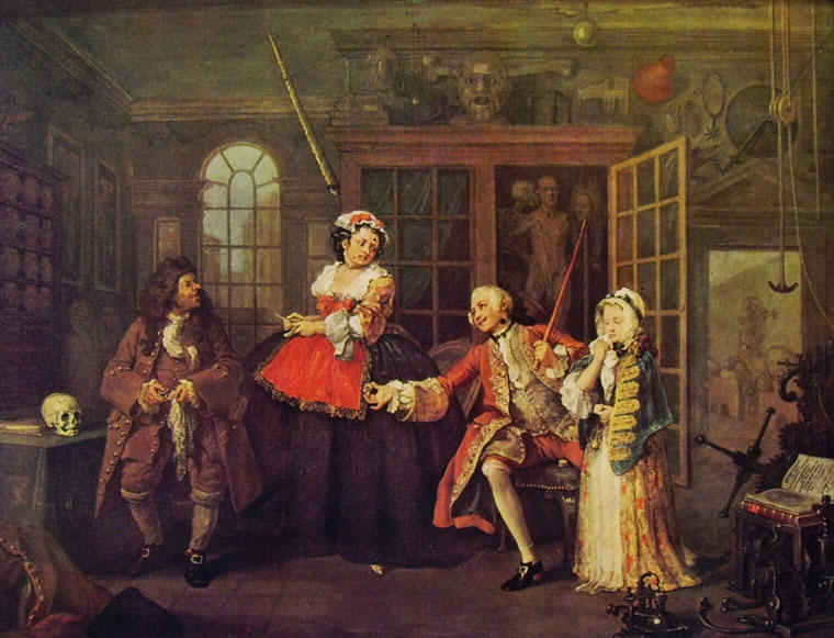 "Matrimonio alla moda Dal ciarlatano" di William Hogarth